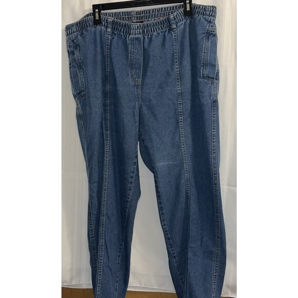 Roaman's Woman Pull on stretch jogging casual Jeans w/pockets elastic waist 20W - Picture 1 of 12